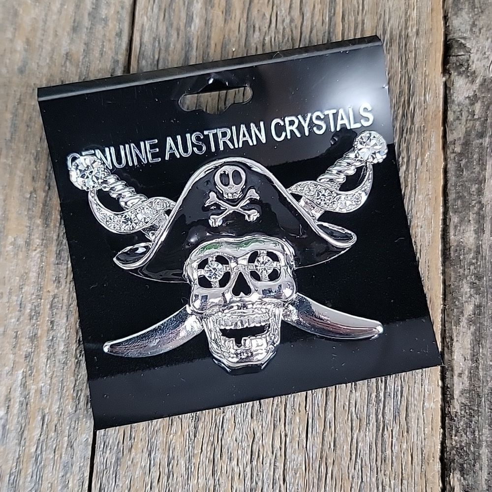 Pirate pin with Austrian crystals